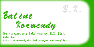 balint kormendy business card
