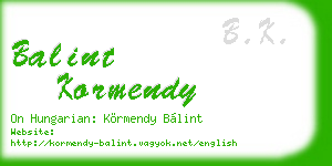 balint kormendy business card